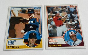 Cal Ripken Jr. 2nd Year and Nolan Ryan 1983 Topps Vintage Baseball Cards