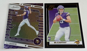 (2) JJ McCarthy RCs Absolute and Zenith Rookie Minneosta Vikings Football Cards