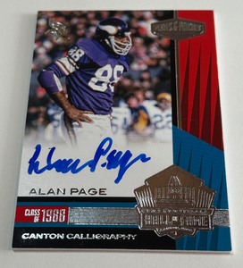 Alan Page Auto 49 2017 Plates & Patches Canton Caligraphy #CC-AP Nymbered 3049 Minnesota Vikings Football Card
