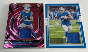 (2) T.J. Hockenson Relic Cards Including 35 2022 Certified and 2020 Donruss
