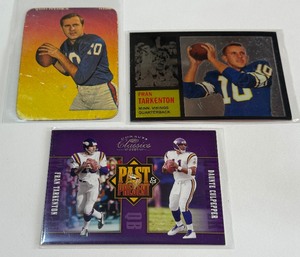 (3) Fran Tarkenton Football Cards - Vintage Glossy, Rookie Reprint, 500 - Minnesota Vikings
