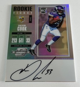 Dalvin Cook Auto RC 2017 Donruss Optic Contenders Rookie Ticket Prizm #109 Minneosta Vikings Football Card