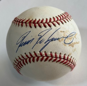Ivan Pudge Rodriguez Autographed Baseball Rawlings OALB Brown Ball