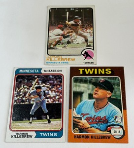 (3) Harmon Killebrew Vintage Card Lot - 1973, 1974, 1975 Minnesota Twins