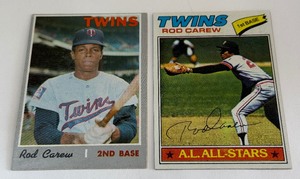 Rod Carew 2 Card Vintage Twins Lot 1970 and 1977 Topps