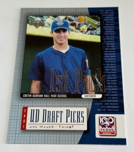 Joe Mauer RC 2001 Upper Deck Draft Picks #1 Rookie Minnesota Twins Baseball Card