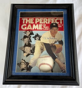 Yogi Berra and Don Larsen Autographed Baseball and Shawowbox Piece - The Perfect Game w COA - New York Yankees Baseball