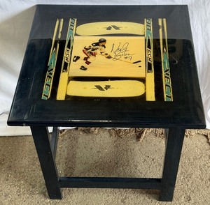 Neal Broten Autographed Photo Plus Stick Epoxied Mancave End Table - Team USA Hockey Minnesota North Stars