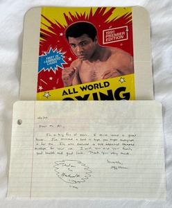 Muhammad Ali Autographed Letter and Card Box From 1992 - Boxing