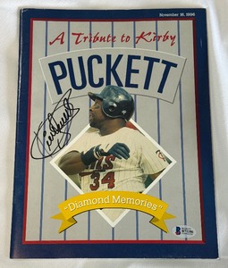 Kirby Puckett Autographed w Beckett COA A Tribute to Kirby 1996 Minnesota Twins Baseball Magazine