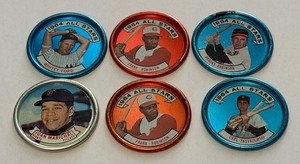 (6) Hall of Fame 1964 Topps All-Stars Vintage Baseball Coins - Brooks and Frank Robinson, Yaz, Ford, Marichal