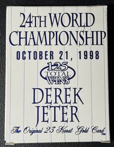 Derek Jeter 1998 23kt Gold Plated New York Yankees Baseball Card
