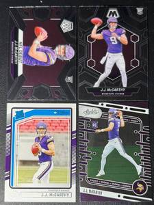 JJ McCarthy 4-Card Minnesota Vikings Rookie Football Card Lot