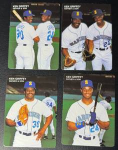 Ken Griffey & Ken Griffey Jr. 4-Card Baseball Card Lot