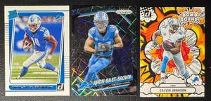 3-Card Amon-Ra St. Brown & Calvin Johnson Football Card Lot (Amon-Ra RC)