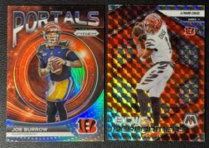 Joe Burrow & JaMarr Chase 2-Card Parallel Football Card Lot