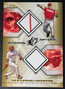 Bobby Abreu & Scott Rolen 2002 Upper Deck SP Winning Materials Game-Used Relic Baseball Card No. WM-RA