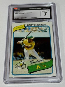 Rickey Henderson RC CGC 7 NM Graded Slab 1980 Topps #482 Vintage Iconic Rookie Baseball Card
