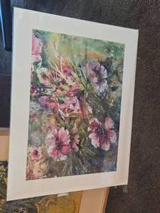 Painting - Pink Flowers - Signed , Framed