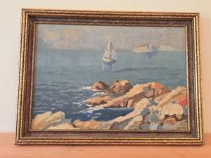 Painting - Boat At Sea by J. F. Town - Signed , Framed
