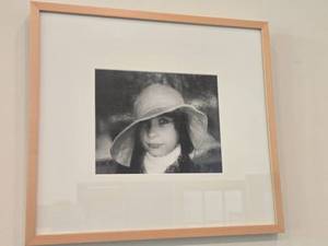Art Work - Lady in Hat Black & White Portrait by Nancy Campbell - Signed , Framed