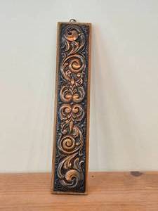 Norwegian Embossed Copper Folk Art with Rosemaling Scrollwork