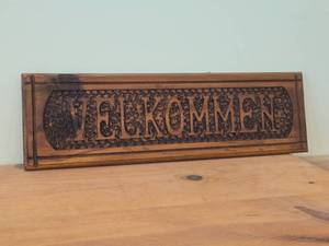 Carved Wood Sign - Velkommen