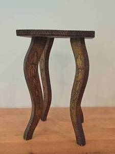 Vintage Antique Handcarved Pyrography Table - Feb 23 1911 A.J. Fisher