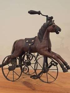Vintage Wood and Cast Iron Horse theme Tricycle