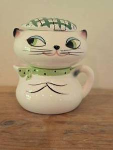 1959 Holt Howard Cozy Kitten Cat Creamer & Sugar Bowl Stacking Set
