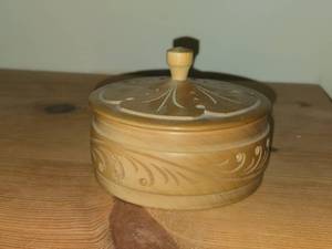 Handcarved Wooden Lidded Box 4-12