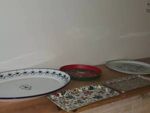 Lot of (5) Metal Serving Trays (assorted)