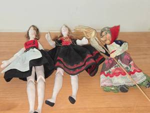 Lot of (3) Dolls - German Witch Doll  (2) Handmade Norwegian Dolls