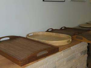 Lot of (5) Wood Serving Trays