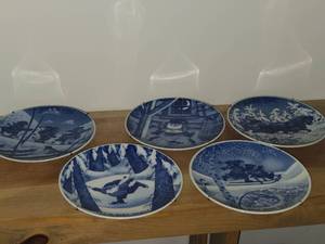 Porsgrund (Norway) Christmas Collectors Plates Set of 5