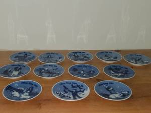 Porsgrund (Norway) Christmas Collectors Plates Set of 12