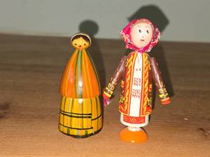 Lot of (2) Handcarved Wood Figurines - One from Russia, One from Ukraine