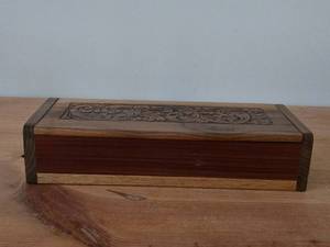 Flip-Top Carved Wood Trinket Box