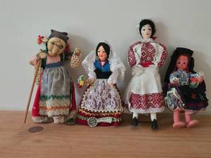 Lot of (4) Collectible Dolls - European Folk Art, Italian Souveir, Portugal Folk Art