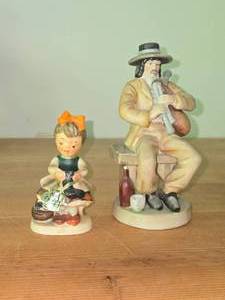 Candrean Handpainted Man Playing Bagpipes 6, Napco Little Seamstress Ceramic Figurine