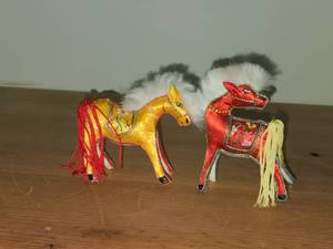Lot of (2) Chinese Embroidered Horse Figurines