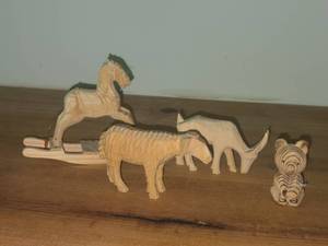Lot of (4) Handcarved Wooden Animal Figures