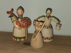 Lot of (3) Handcarved Burnt Wood Russian Figures