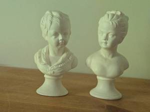 Lot of (2) Vintage National Potteries Co Bust - Boy and Girl