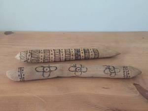 Lot of (2) Handmade Australian Aboriginal Clap Sticks