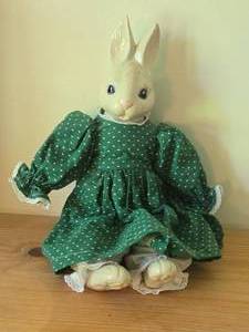 Bunny Shelf Sitter Doll with Ceramic Head, Hands and Feet