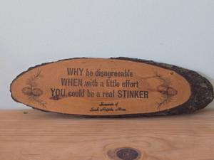Wood Plaque - Why be disagreeable when with a little effort you could be a real stinker - Sauk Rapinds MN