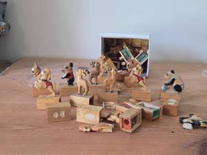 Pencil Sharpeners with Handcarved Wood Animal Figures on top