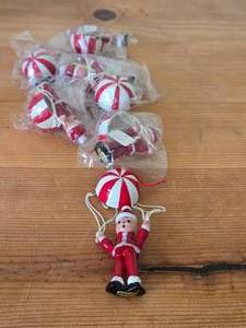 Lot of (7) Vintage Handcrafted Christmas Ornaments - Santa Claus with Parachute