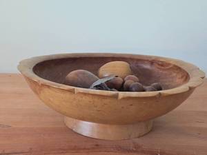 Wooden Bowl with Wood Fruits